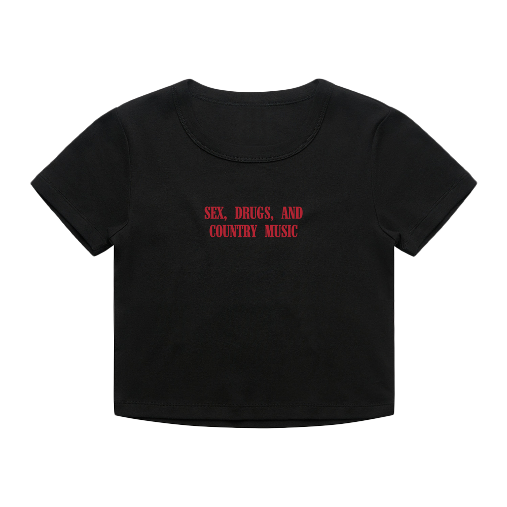 Sex Drugs & Country Music Baby Tee Front